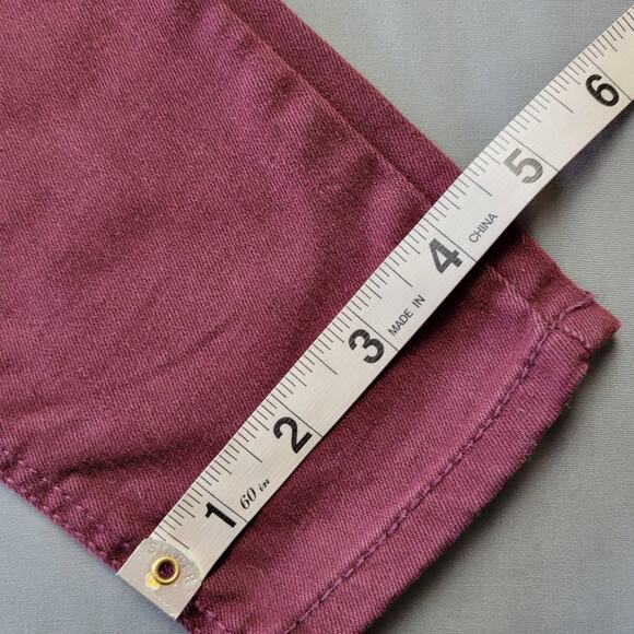 Mango Denim & Tees Low Rise Skinny Jeans Women's 2 Plum Burgundy Classic Rivets - Picture 10 of 11